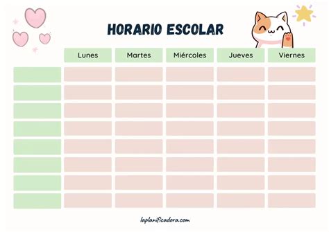 Horario Escolar Descargable Kirarin Horarios Para Imprimir Horario