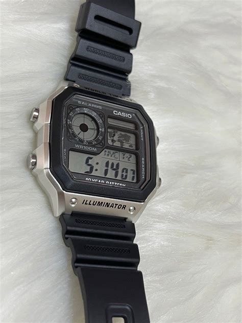 Casio 10-Year Battery, Black/Silver AE-1200WH-1CVCF, Men's Fashion ...
