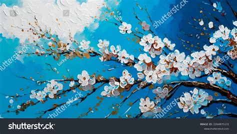 Cherry Sakura Blossom Painting Acrylic Paint Stock Illustration 2264875131 | Shutterstock