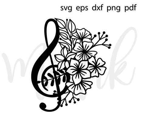 Floral Treble Clef Svg Music Notes Svg Music Svg Files For Etsy