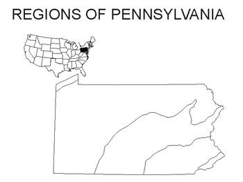 Regions of Pennsylvania Map Printable , Pennsylvania regions Coloring Sheet