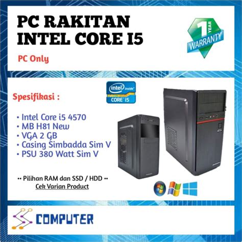 Jual Pc Komputer Rakitan I Vga Gb Office Admin Shopee