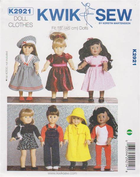 Kwik Sew Sewing Pattern K Doll Clothes Dresses Raincoat