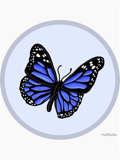 Blue Butterfly Circle Sticker Sticker By Multiwdw Redbubble