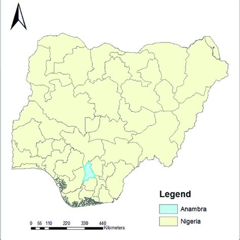 Map Of Nigeria Showing Anambra State Source The Authors Created This