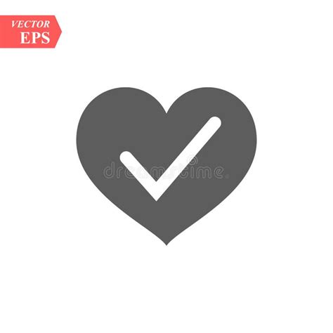 Heart With Yes Check Mark Vector Illustration Gray Heart With Check