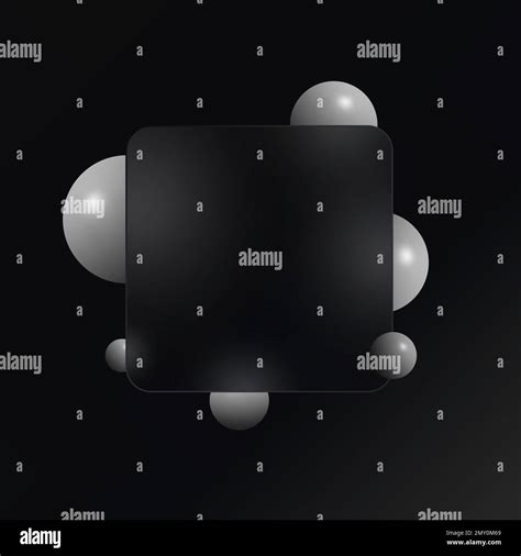 Black Background From 3d Spheres Of Geometric Shapes With Glass Morphism Or Glass Effect Stock