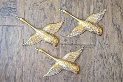 Elegant Brass Birds Wall Art Set Mid Century Modern Decor