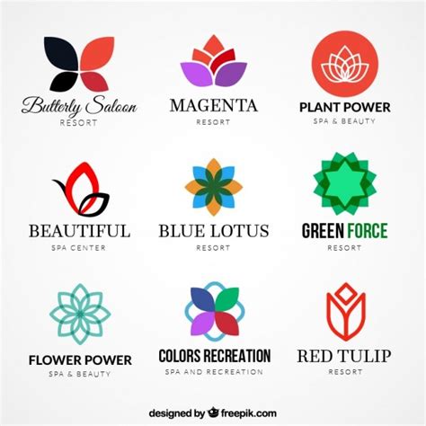 Variedad De Logotipos Florales Vector Premium