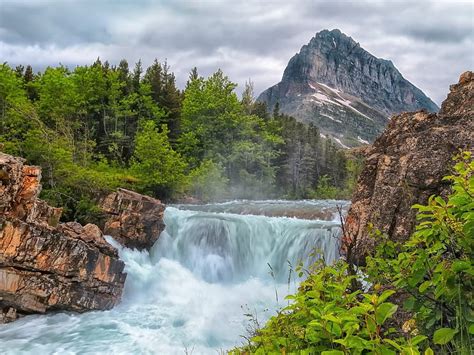 Mountain Falls Nubes Rboles Cascada Naturaleza Monta As Bosque