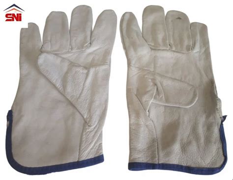 Unisex White Industrial Leather Gloves Inch Finger Type Full