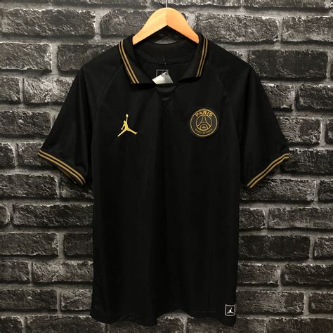 Camisa De Time Psg Polo Jordan S N Preta C Dourado Estilo Gringo