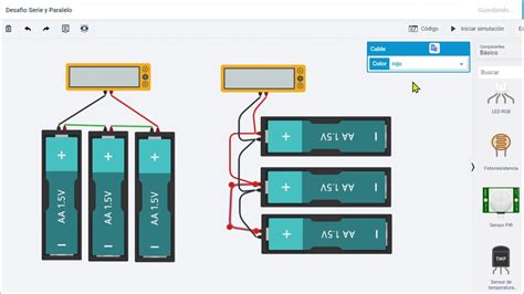 Desafió Eléctrico con tinkercad Conexión de baterías en serie y en