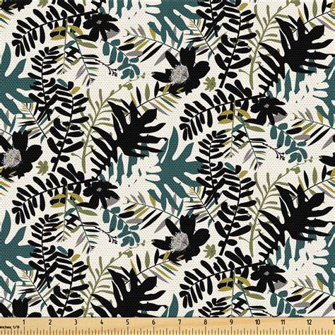 Ambesonne Floral Fabric By The Yard Art Leafy Foliage Of Jungle