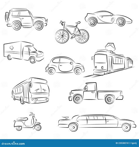 City Transport Sketch Set Stock Vector Image Of Bike 23538210