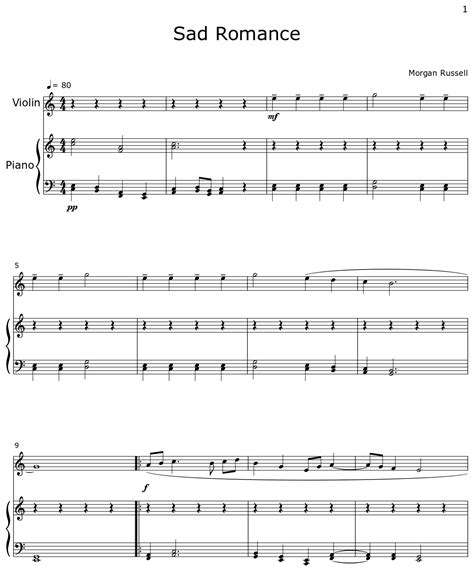 Sad Romance Sheet Music For Violin Piano