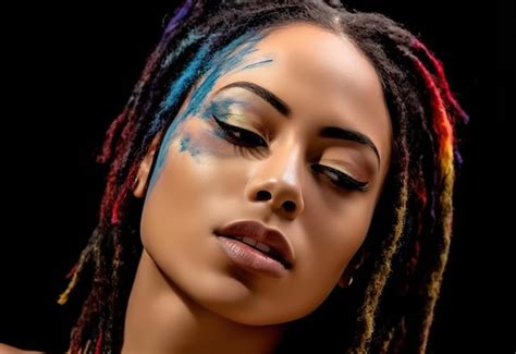 Premium Ai Image African American Women With Pride Color Face Paint