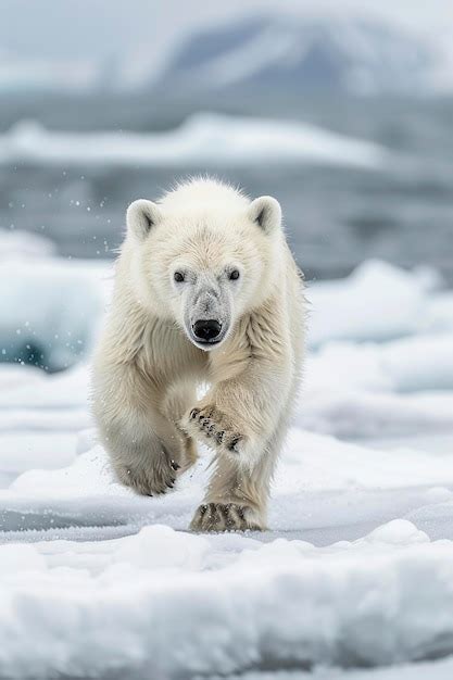 Premium Photo Polar Bear Running Through Snow