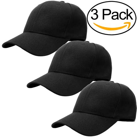 3 Pieces Plain Velcro Baseball Cap Adjustable Size Solid Color