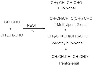 When ethanal and propanal are heated in presence of dilute NaOH, then ...