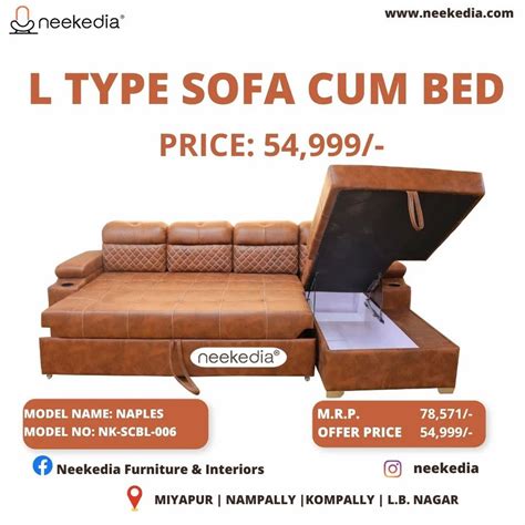 Seater Wooden L Shape Sofa Cum Bed With Lounger At Set In