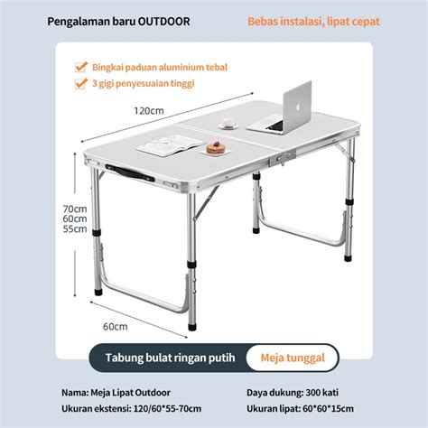 Jual Meja Lipat Portable Meja Lipat Serbaguna 120cm X 60cm Model Kaki