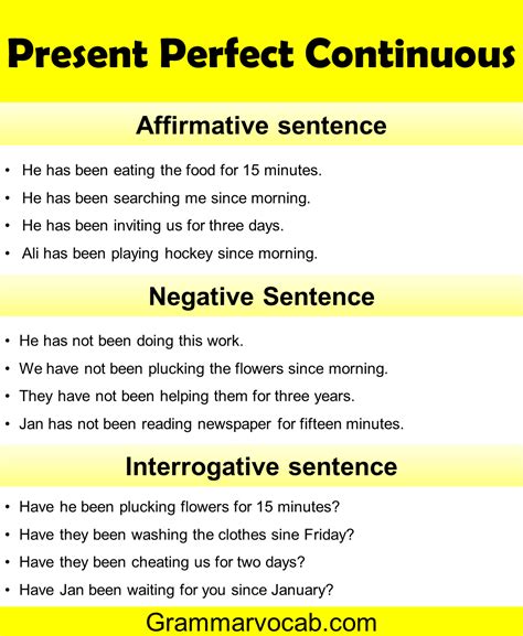 Examples Of Present Perfect Continuous Tense Sentences Porn Sex