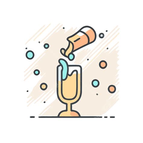 Glass Is Pouring With Champagne Vector A Lineal Icon Depicting