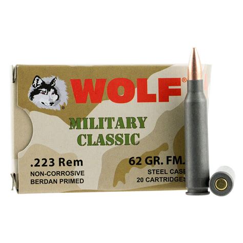 Wolf Military Classic Ammunition 223 Remington 62 Grain Full Metal