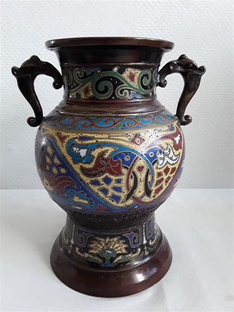 Vaas 1 Brons Champleve Cloisonné emaille Japan Catawiki