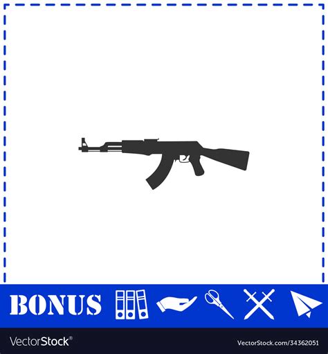 Assault Rifle Icon Flat Royalty Free Vector Image