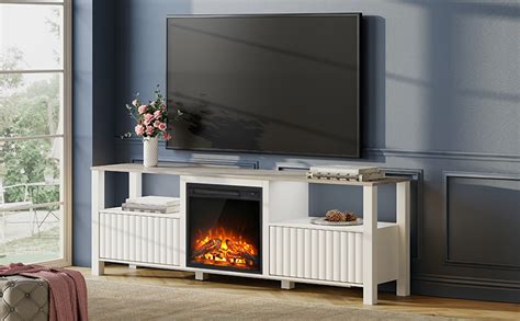 Amazon Wampat White Fireplace Tv Stand For Inch Tv Led