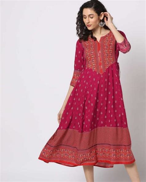 Buy Printed Flared Dress With Contrast Yoke Online At Best Prices In