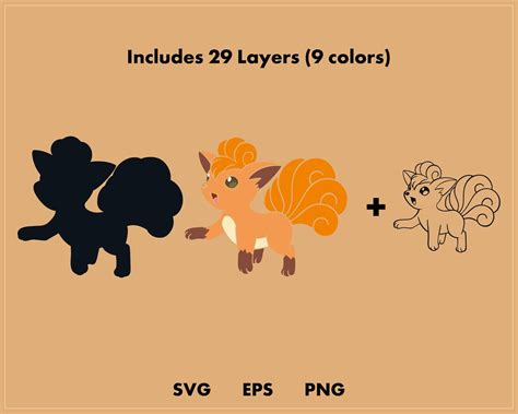 Vulpix Pokemon Svg Cut File Layered Digital Template Etsy