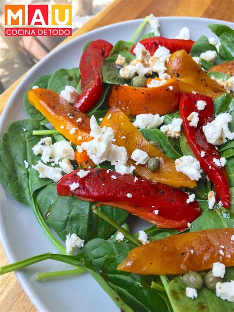 Mau Cocina De Todo Ensalada De Espinacas Y Pimientos Asados