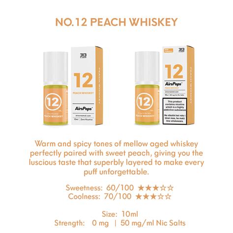 Airscream 313 E Liquid Peach Whiskey 10ml Airscream Nz