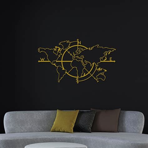 Metal World Map Metal Wall Decor Metal Wall Art World Map Etsy