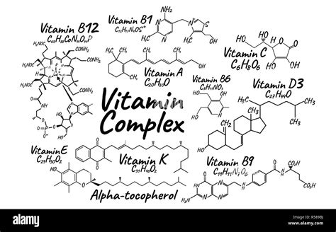 Vitamin Complex B B B B K A E C Label And Icon Chemical