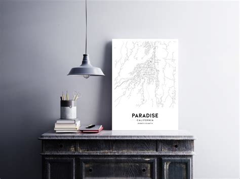 Paradise Map Print Paradise Map Poster Wall Art Ca City Map - Etsy