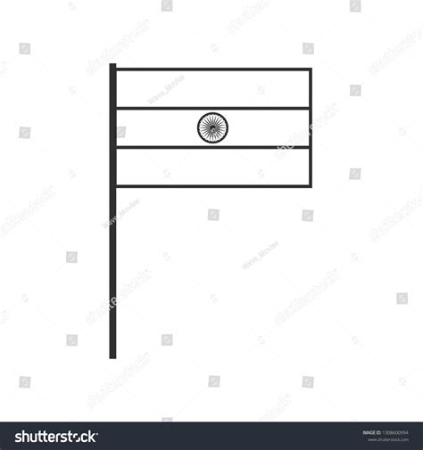 India Flag Icon Black Outline Flat Stock Vector (Royalty Free ...