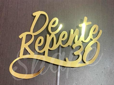 Topper Topo De Bolo De Repente 30 Dourado Trintei Festa SHAPE DESIGN