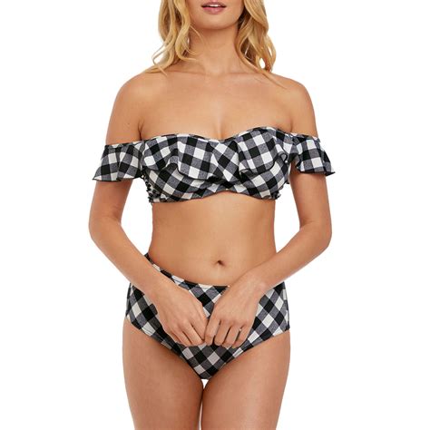 Freya Swim Totally Check Bardot Bikini Top Storm In A D Cup Nz