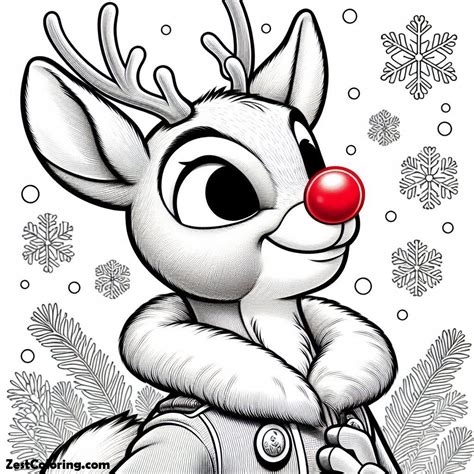 Rudolph The Reindeer Is Proud Of His Red Nose Coloring Page : Coloring for Kids – Smart ...