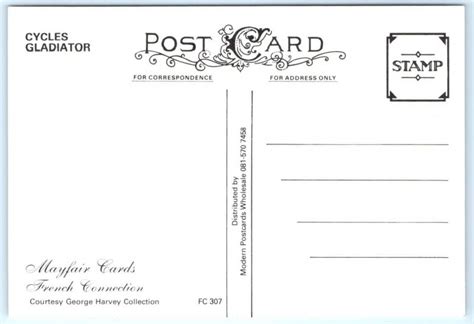 Repro Advertising GLADIATOR CYCLES Art Nouveau RISQUE NUDE 4x6 Bicycle Postcard Ephemera