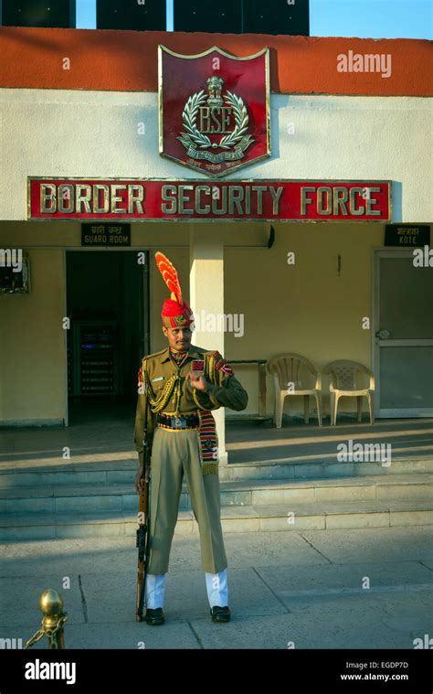 An Officer Of The Bsf Border Security Force On The Attari Wagah