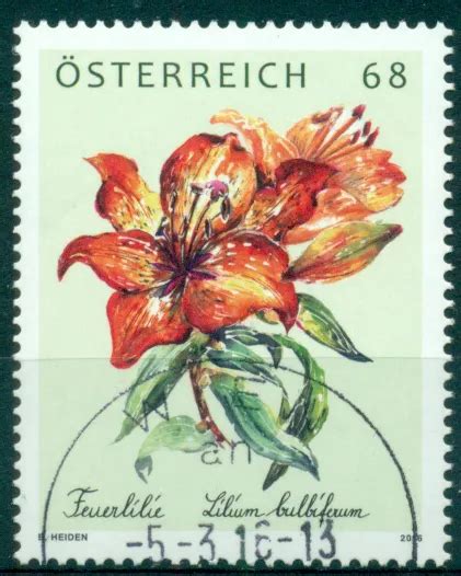 Postzegels Oostenrijk Uitgave Zegel Feuerlillie Bloemen