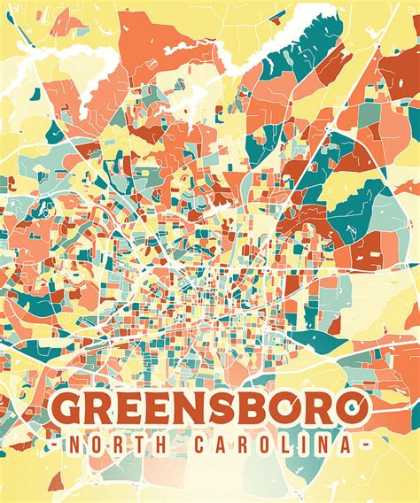 Greensboro Us Map Digital Art By Alexandru Chirila Pixels