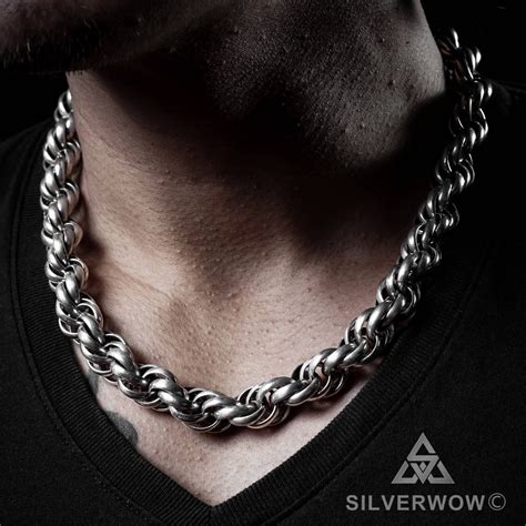 Very Big And Heavy Silver Mens Rope Chain Dookie Necklace Silverwow