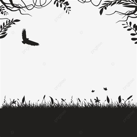 gambar siluet pemandangan alam bayangan hitam alam hutan png
