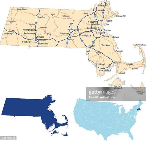 Massachusetts State Vector Map Photos And Premium High Res Pictures Getty Images